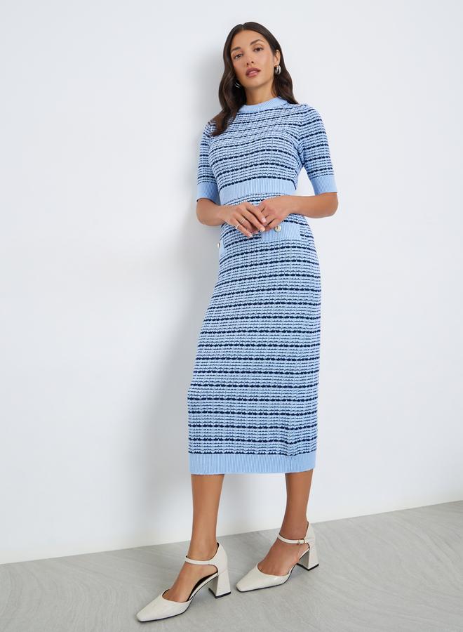 Styli Women Knit Midi Dress with Short Sleeves - Image 1